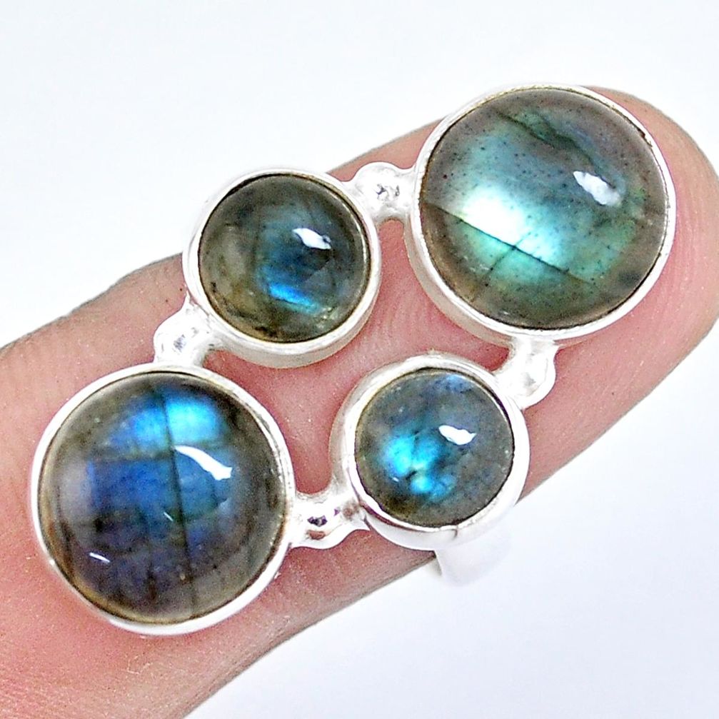 13.84cts natural blue labradorite 925 sterling silver ring size 7.5 p15937