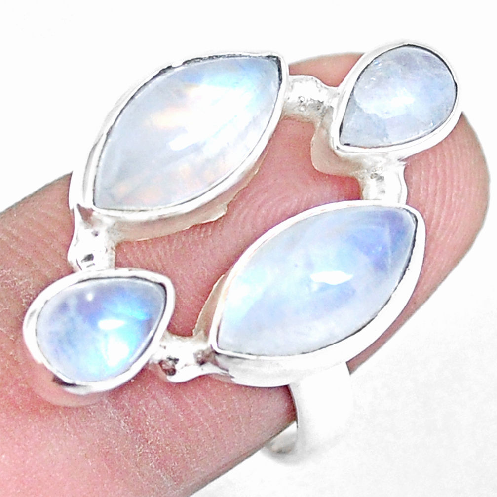 11.27cts natural rainbow moonstone 925 sterling silver ring size 7 p15948