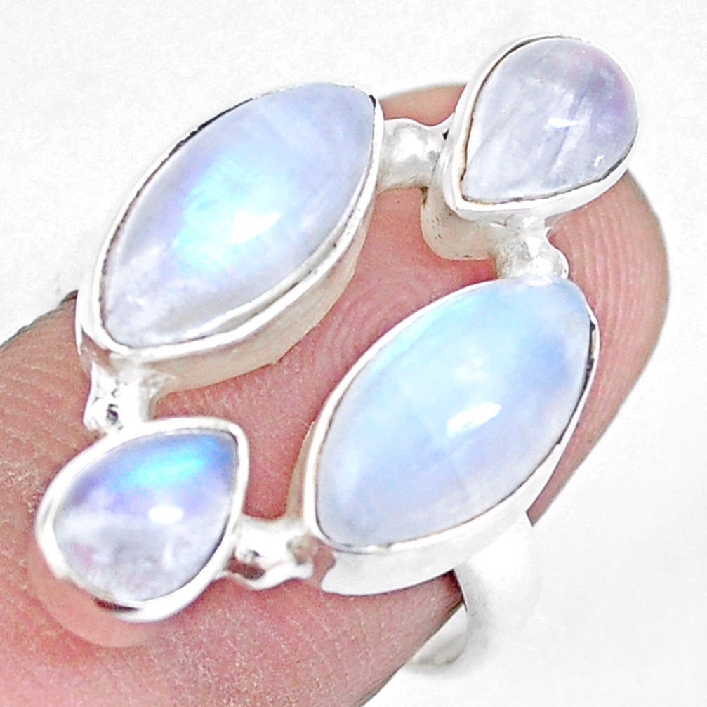 11.65cts natural rainbow moonstone 925 sterling silver ring size 7.5 p15950