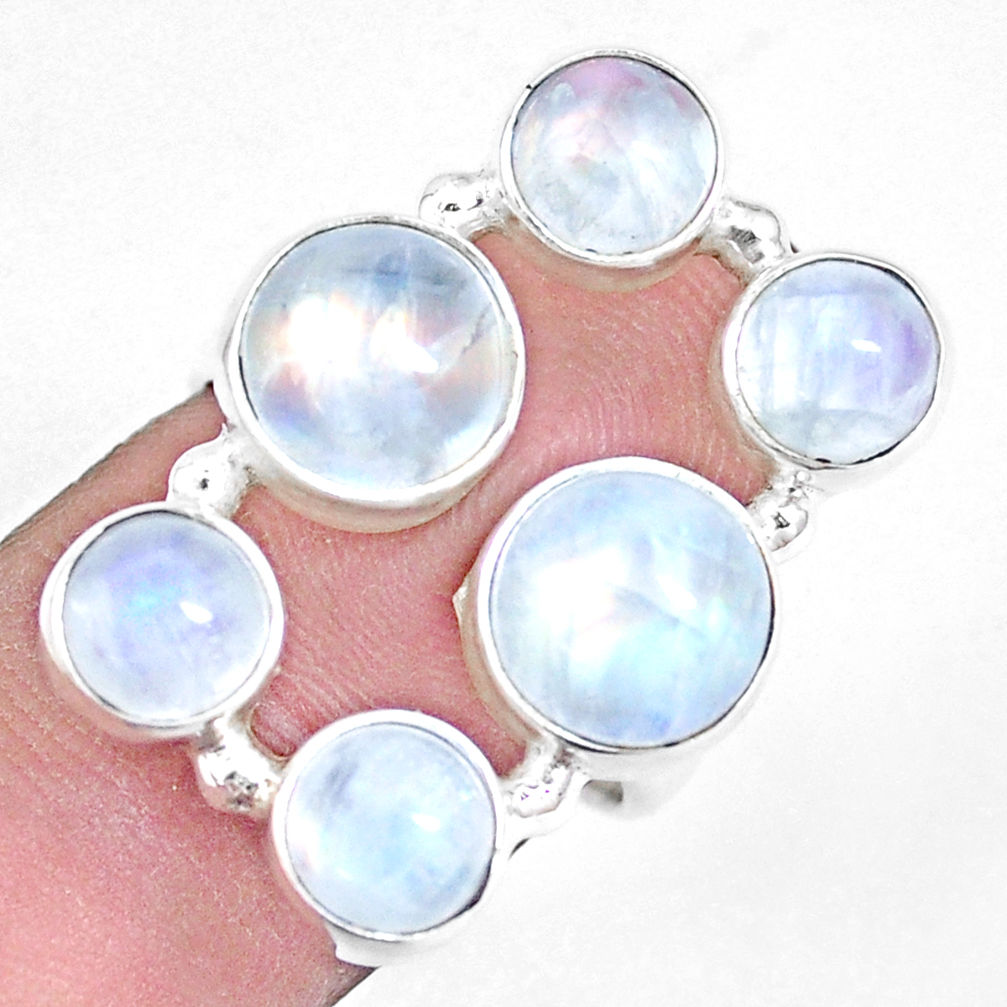 12.03cts natural rainbow moonstone 925 sterling silver ring size 7 p15953