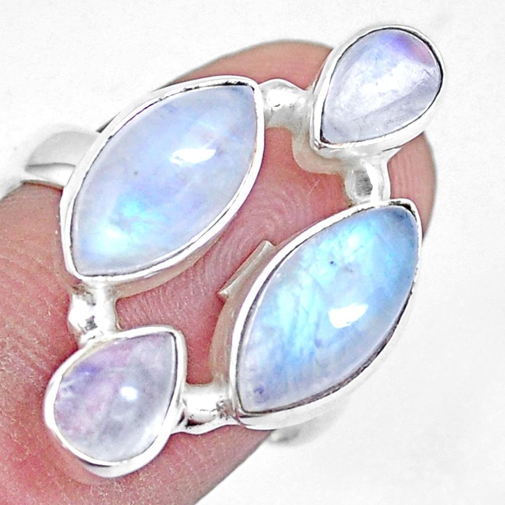 11.66cts natural rainbow moonstone 925 sterling silver ring size 7.5 p15958