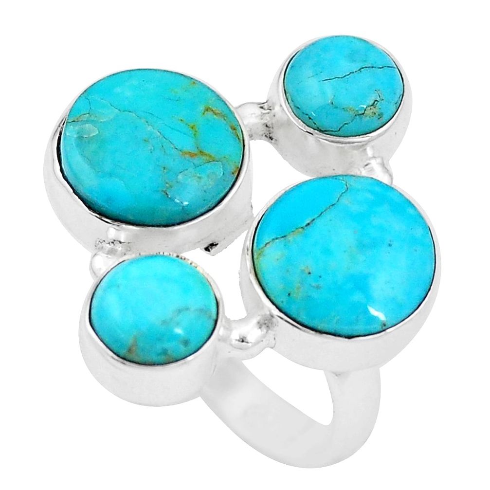 13.09cts green arizona mohave turquoise 925 sterling silver ring size 6.5 p15984