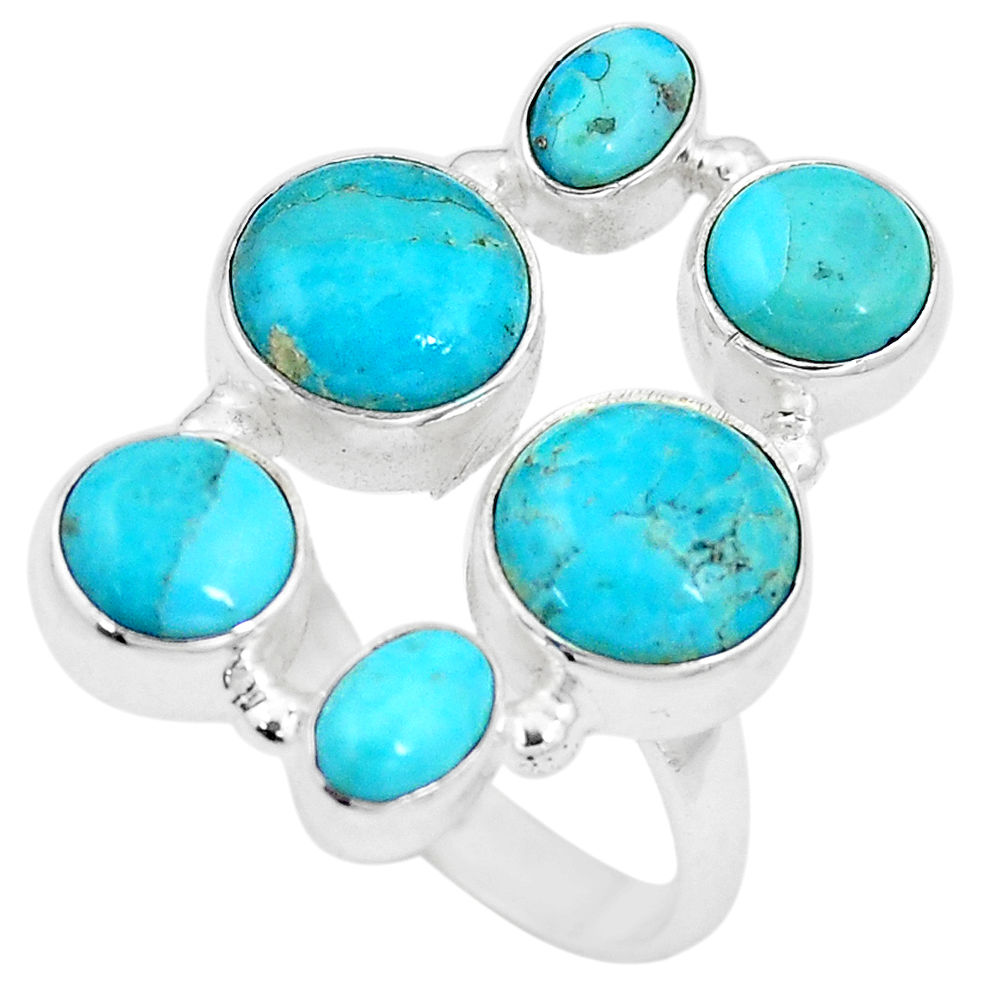 13.84cts green arizona mohave turquoise 925 sterling silver ring size 8.5 p15985