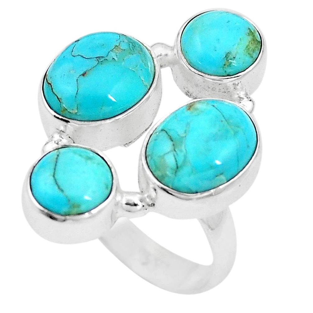 925 sterling silver 10.37cts green arizona mohave turquoise ring size 7.5 p15990