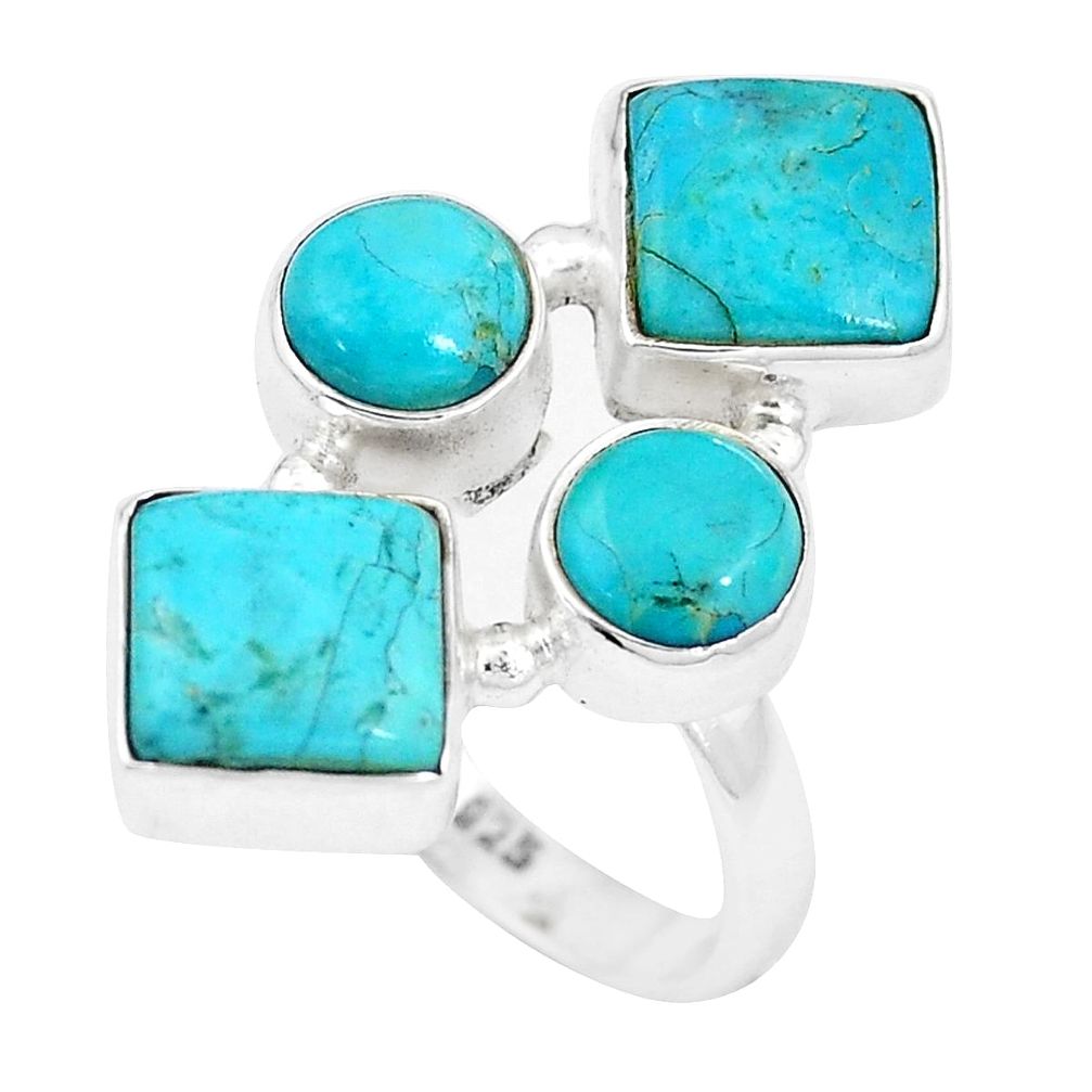 10.64cts green arizona mohave turquoise 925 sterling silver ring size 7 p15993