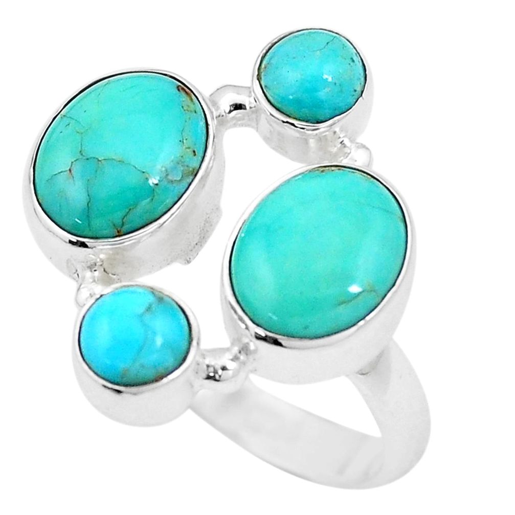 9.03cts green arizona mohave turquoise 925 sterling silver ring size 7.5 p15995