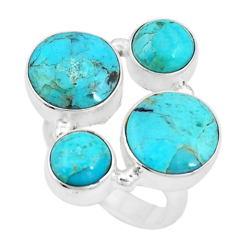 12.04cts green arizona mohave turquoise 925 sterling silver ring size 7 p15998