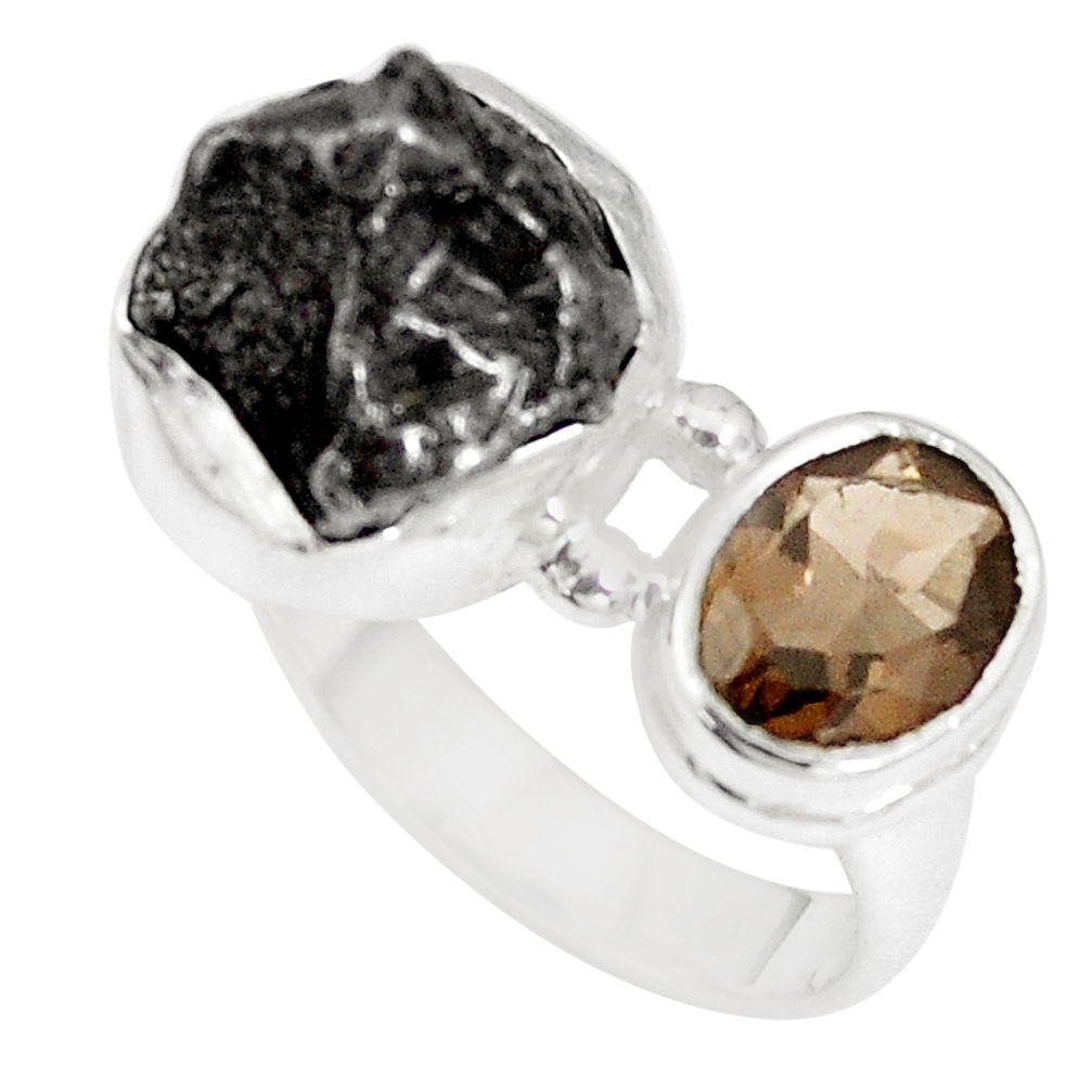 12.85cts natural campo del cielo smoky topaz 925 silver ring size 6.5 p16021