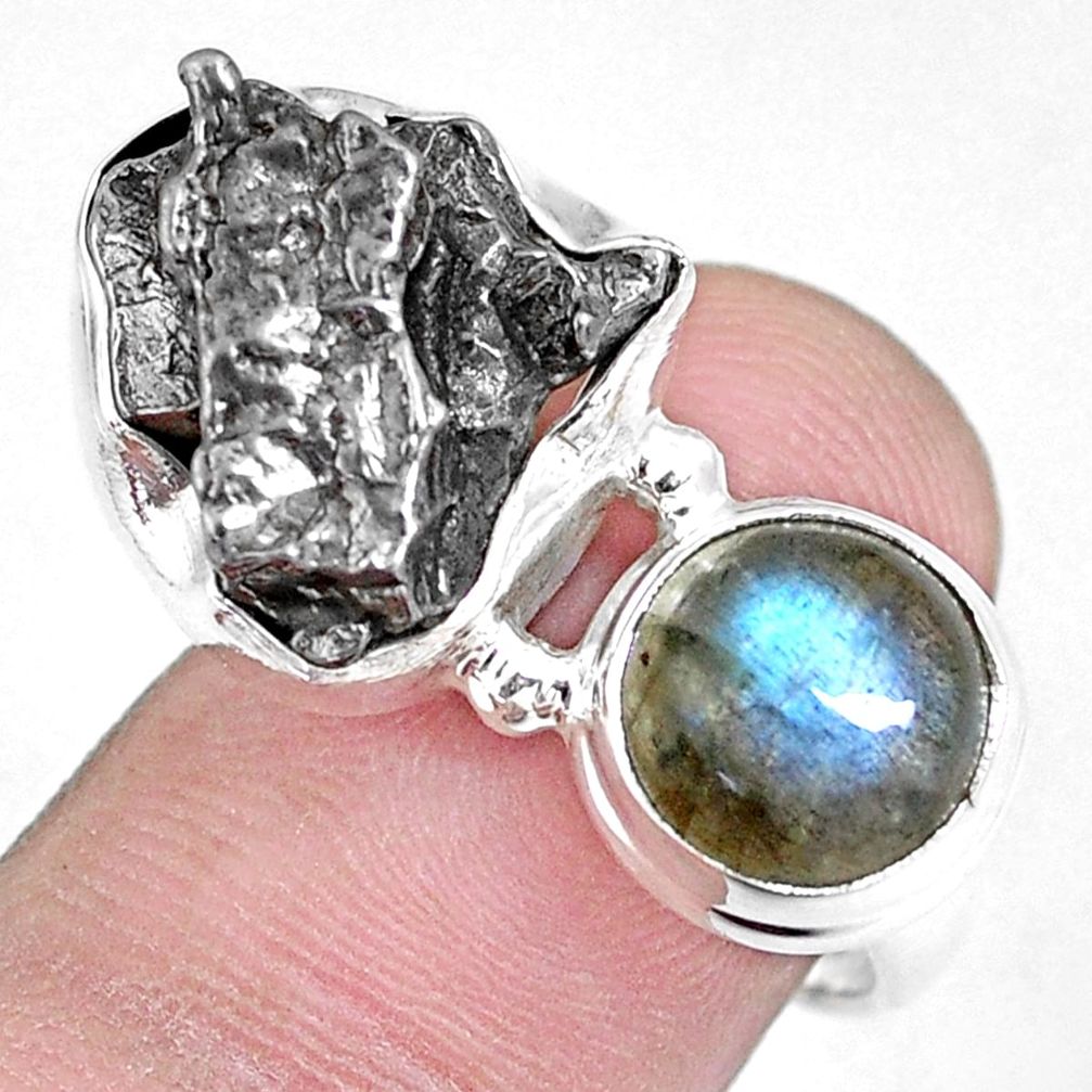 15.64cts natural campo del cielo labradorite 925 silver ring size 7 p16025