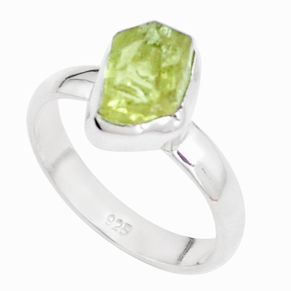 4.67cts natural green apatite rough 925 silver solitaire ring size 7.5 p16599