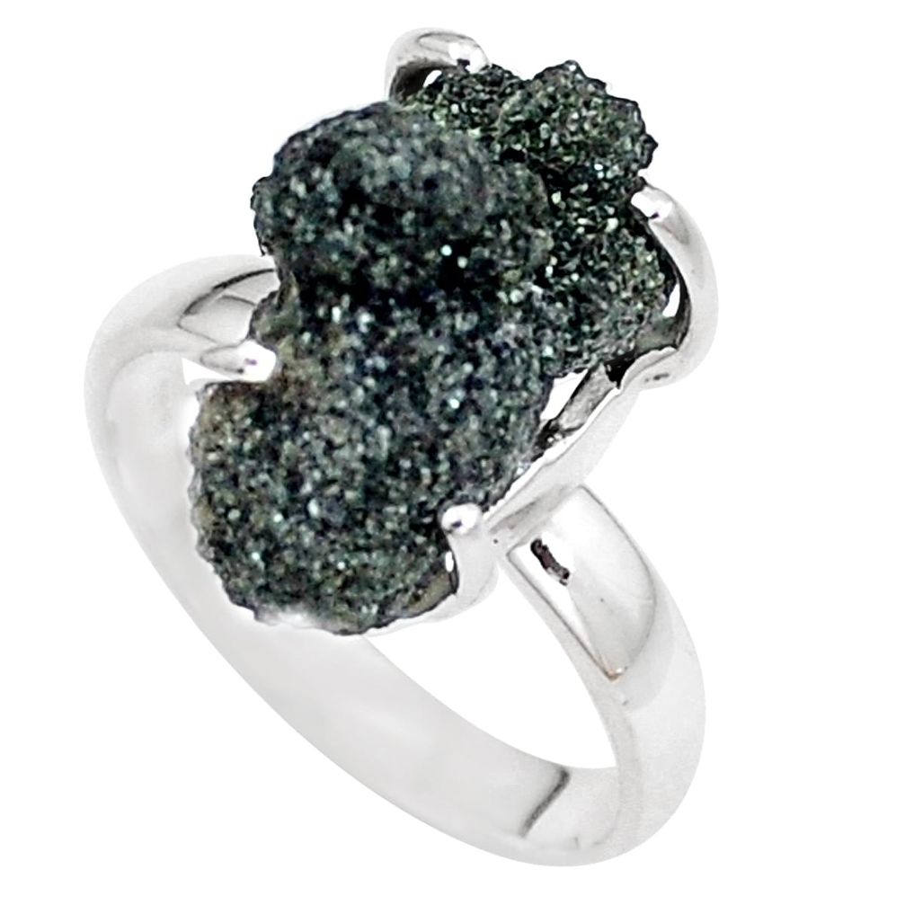 9.05cts natural green seraphinite in quartz 925 silver ring size 8 p16678