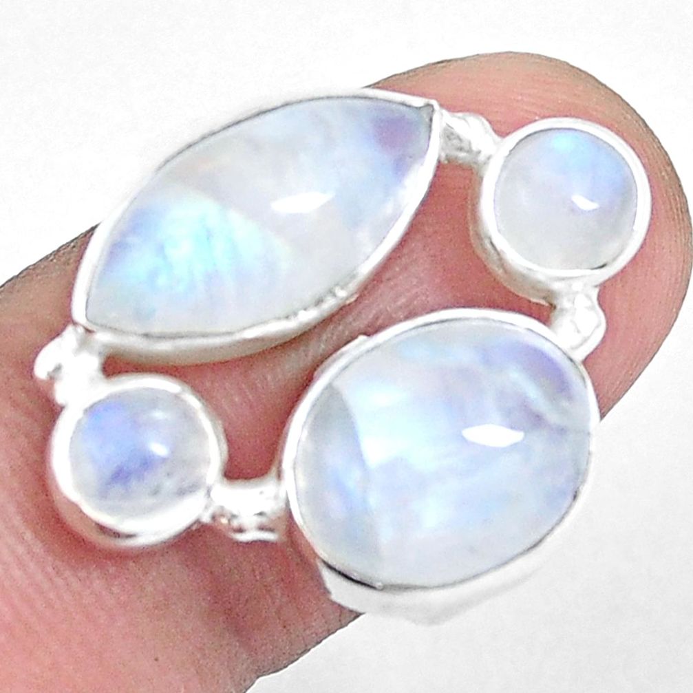 13.71cts natural rainbow moonstone 925 sterling silver ring size 7.5 p16946