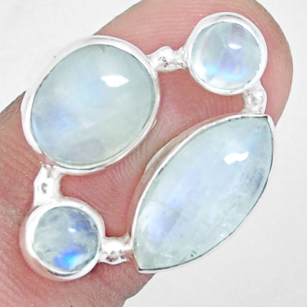 12.38cts natural rainbow moonstone 925 sterling silver ring size 6.5 p16947