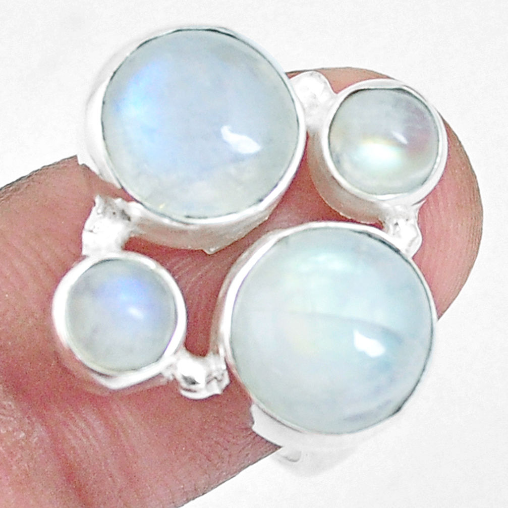 10.02cts natural rainbow moonstone 925 sterling silver ring size 7.5 p16957