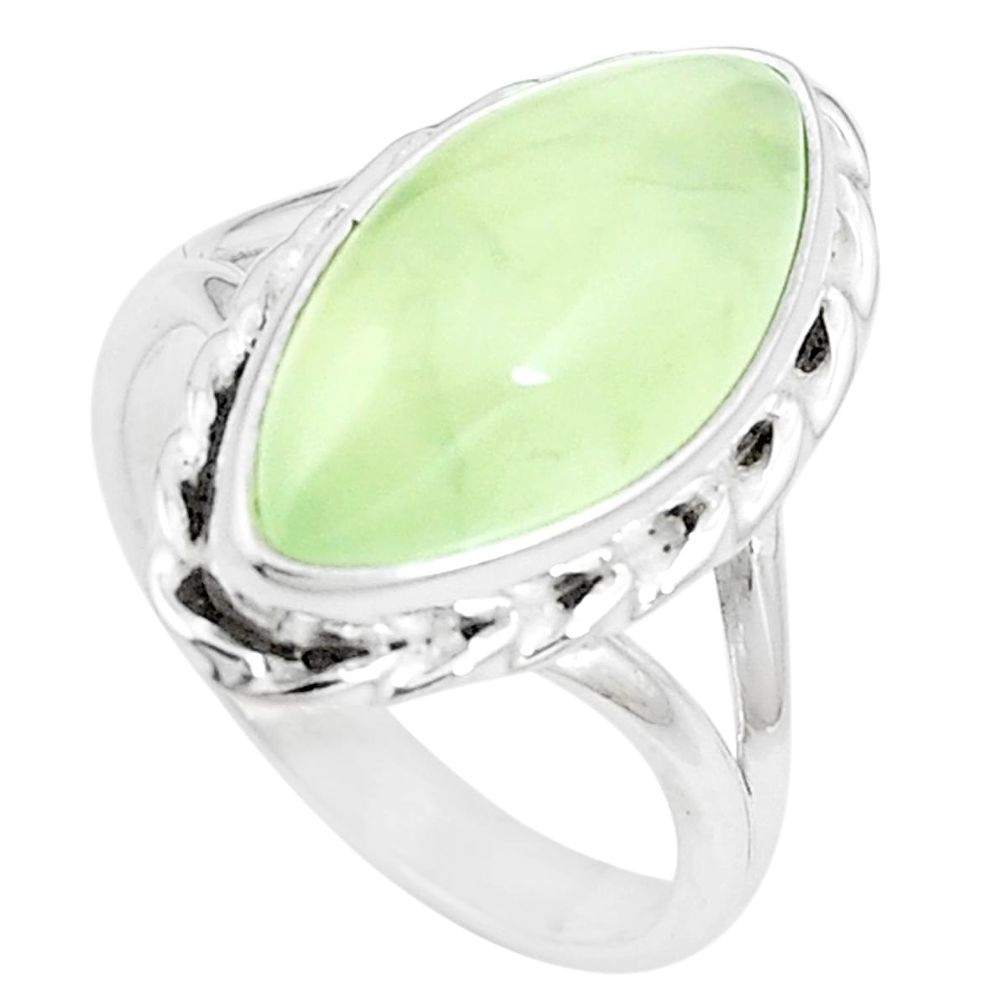 10.24cts natural green prehnite 925 silver solitaire ring size 7.5 p16961