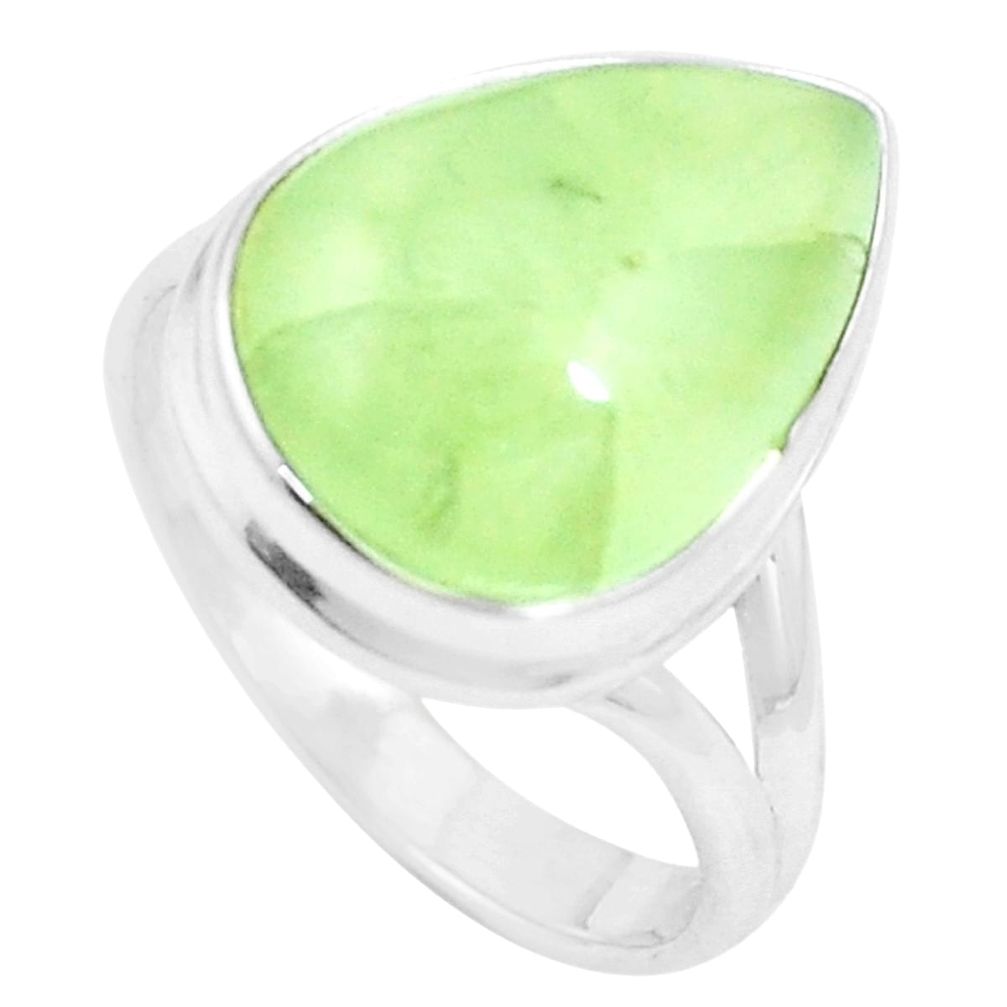 10.23cts natural green prehnite 925 silver solitaire ring size 7.5 p16969