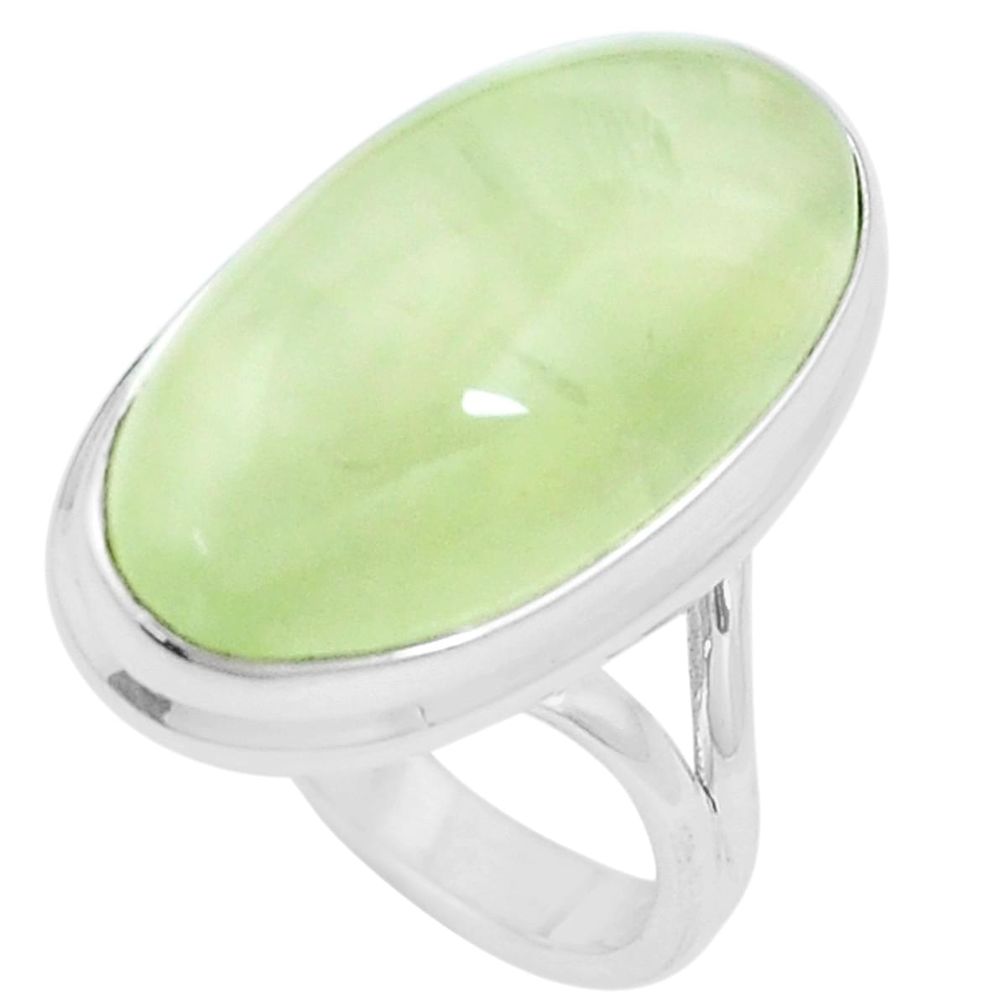 13.84cts natural green prehnite 925 silver solitaire ring jewelry size 7 p16971