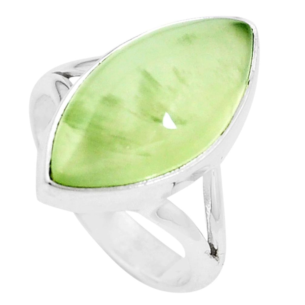 11.23cts natural green prehnite 925 silver solitaire ring jewelry size 7 p16976