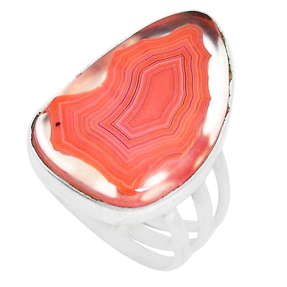 925 sterling silver 16.54cts natural honey botswana agate ring size 8.5 p17148