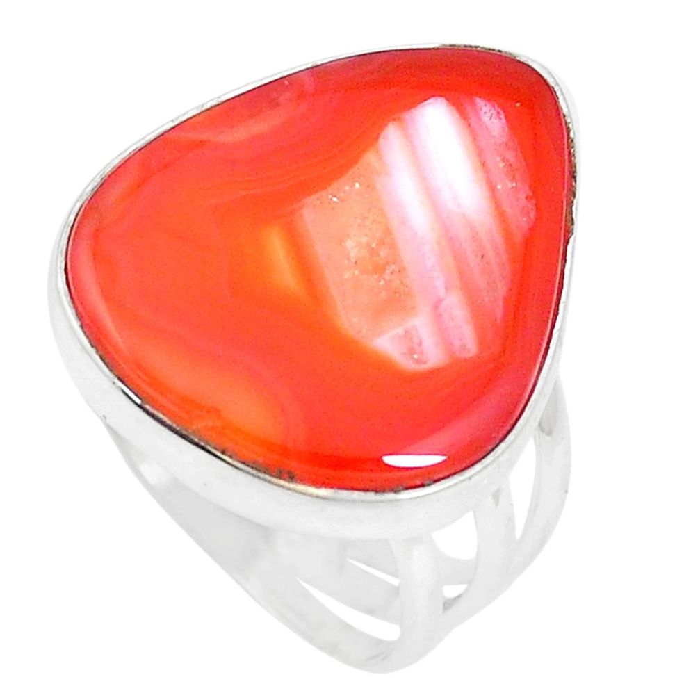 925 sterling silver 14.90cts natural honey botswana agate ring size 8.5 p17153