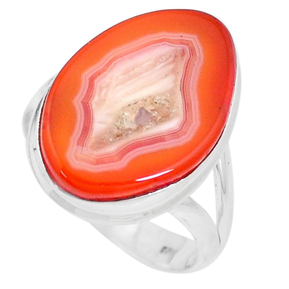 925 sterling silver 13.87cts natural honey botswana agate ring size 9 p17159