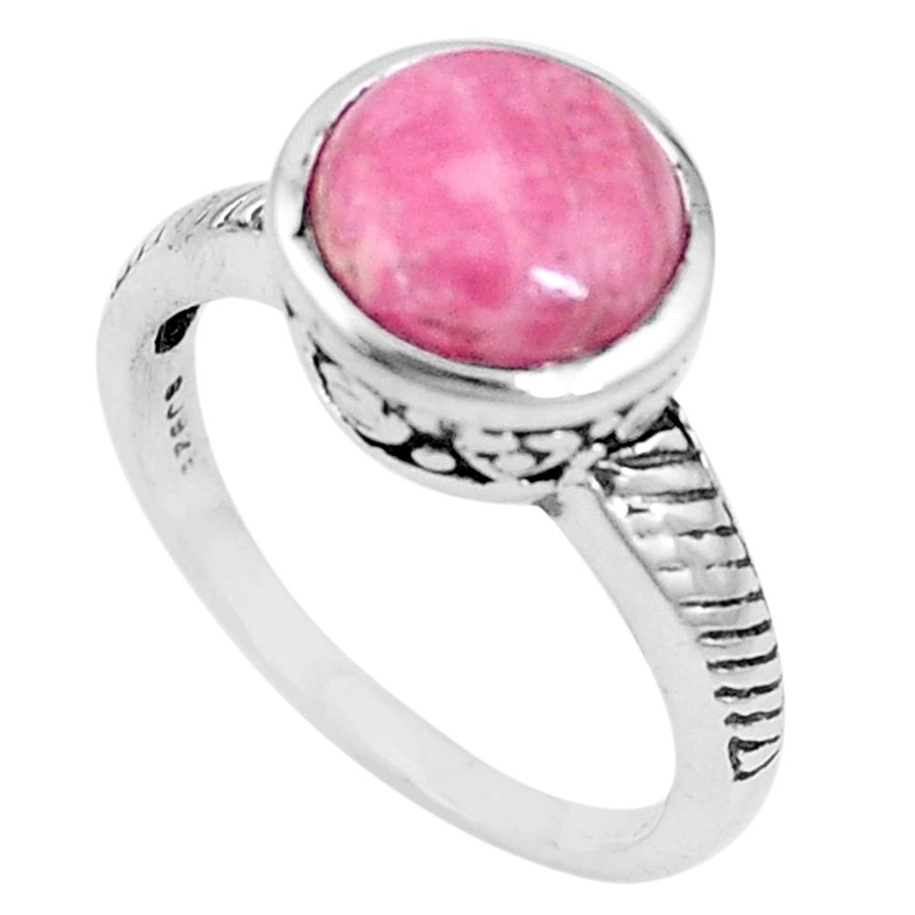 4.92cts natural rhodochrosite inca rose 925 silver solitaire ring size 7 p17262