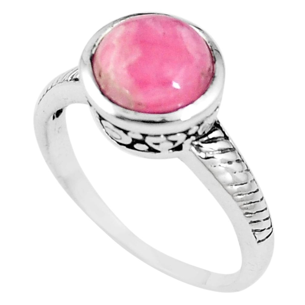 925 silver natural pink rhodochrosite inca rose solitaire ring size 9 p17266