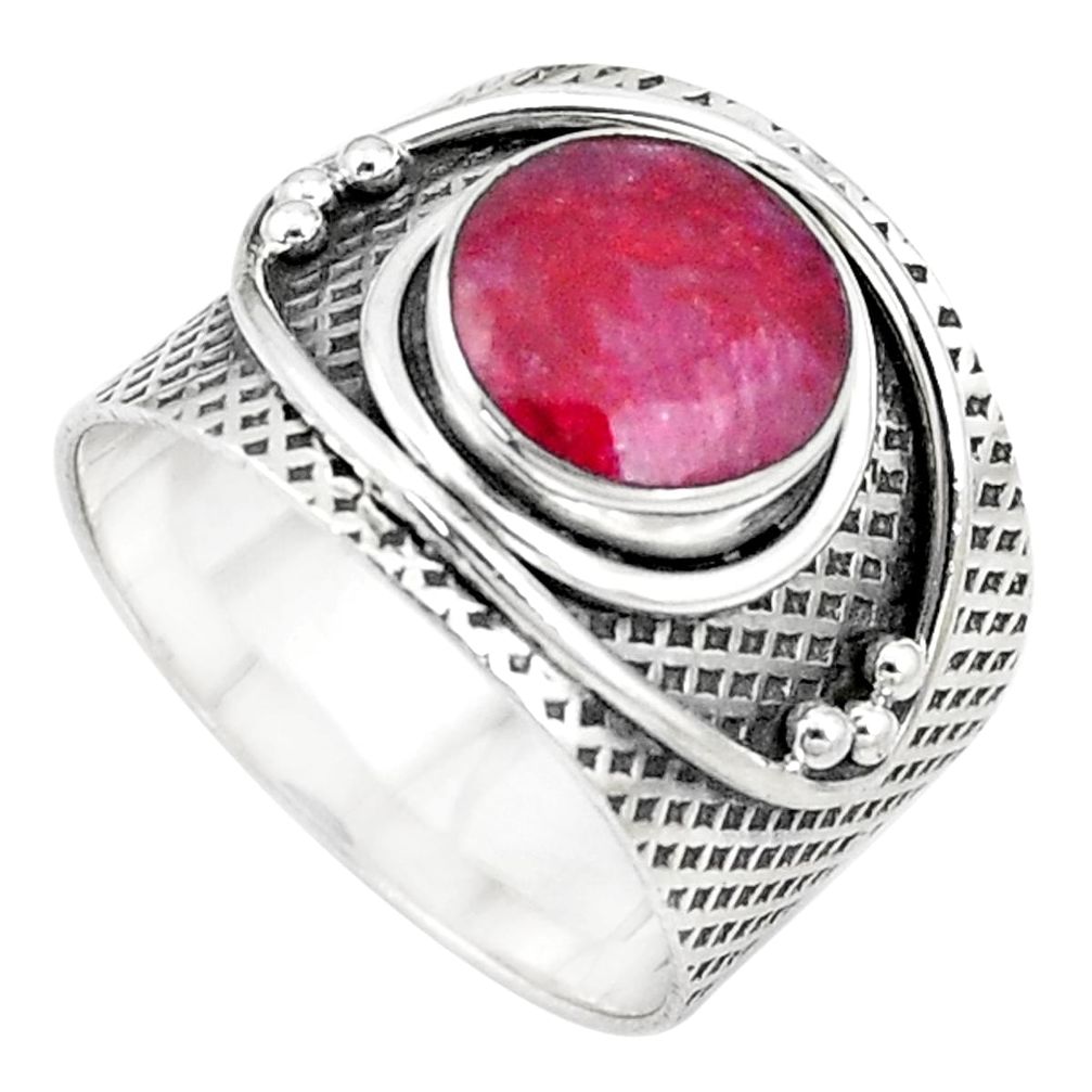 4.54cts natural pink ruby 925 sterling silver solitaire ring size 7.5 p17321
