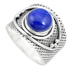 925 silver 4.54cts natural blue lapis lazuli solitaire ring size 7.5 p17324