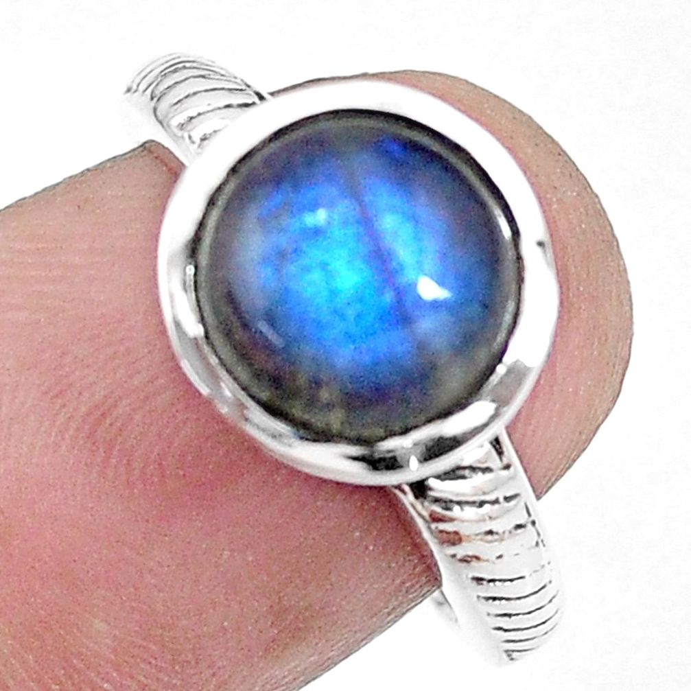 4.85cts natural blue labradorite 925 silver solitaire ring jewelry size 6 p17340