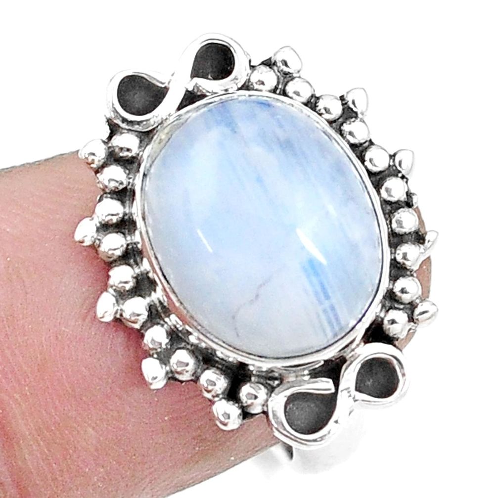 5.42cts natural rainbow moonstone 925 silver solitaire ring size 6 p17357