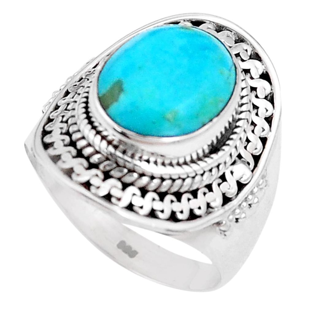 4.82cts green arizona mohave turquoise 925 silver solitaire ring size 8 p17378