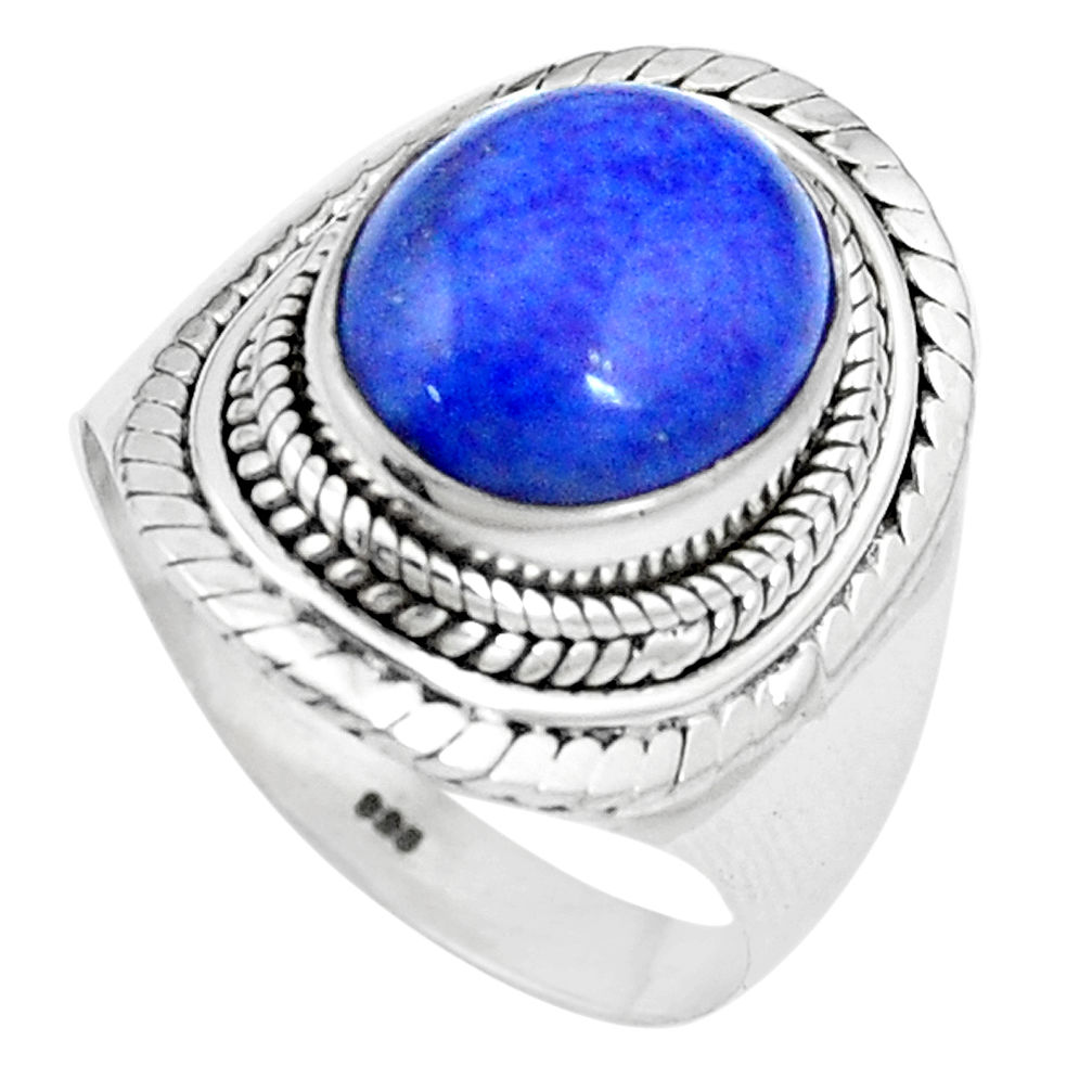 925 silver 5.01cts natural blue lapis lazuli solitaire ring size 8.5 p17387