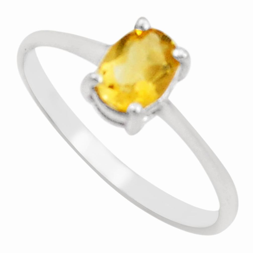 1.64cts natural yellow citrine 925 silver solitaire ring jewelry size 5.5 p18118
