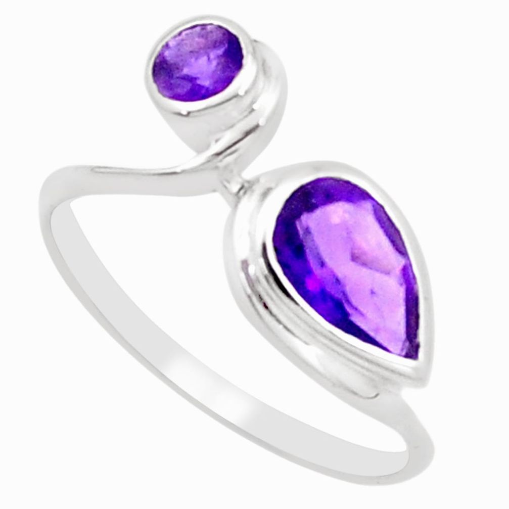 2.96cts natural purple amethyst 925 silver solitaire ring jewelry size 6 p18233