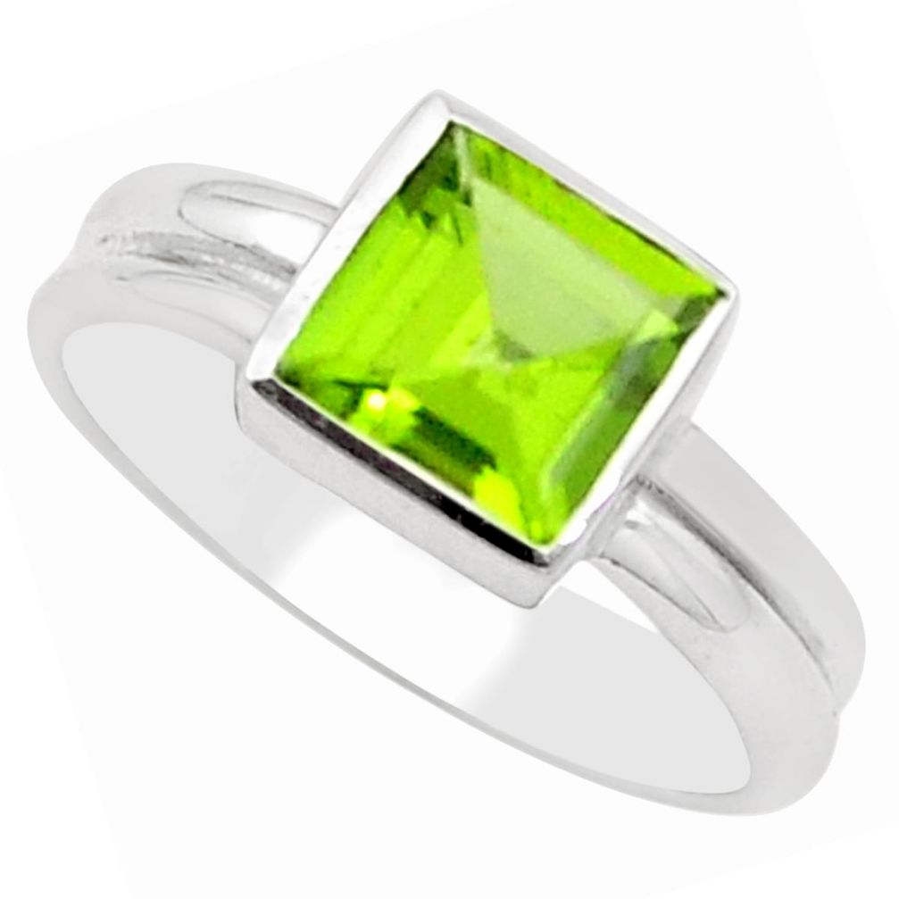 925 silver 3.32cts natural green peridot solitaire ring jewelry size 7.5 p18273