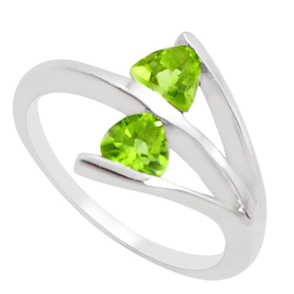 2.28cts natural green peridot 925 silver solitaire ring jewelry size 5.5 p18305