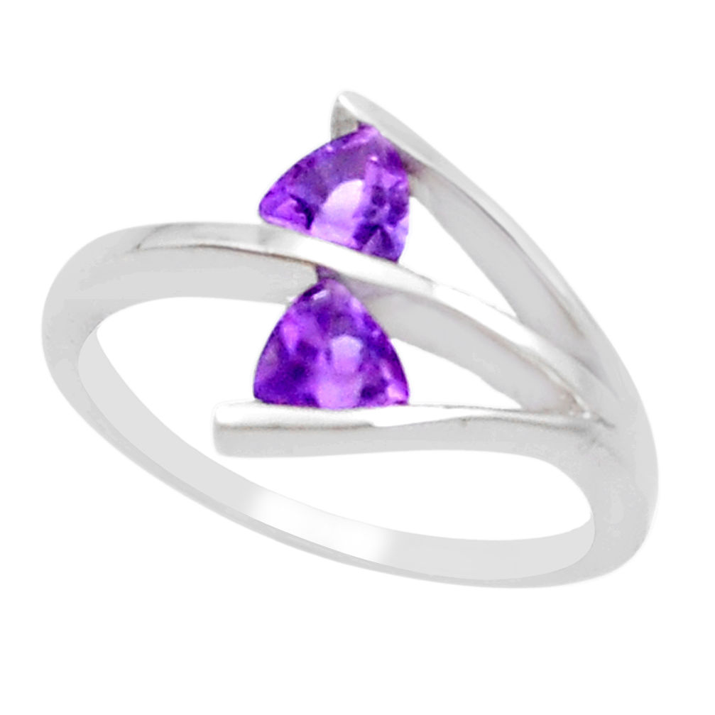 2.12cts natural purple amethyst 925 silver solitaire ring size 5.5 p18315