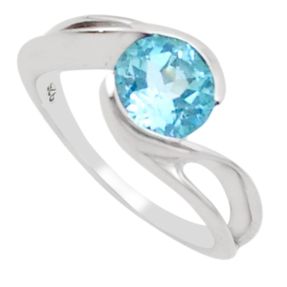 2.72cts natural blue topaz 925 sterling silver solitaire ring size 5.5 p18321