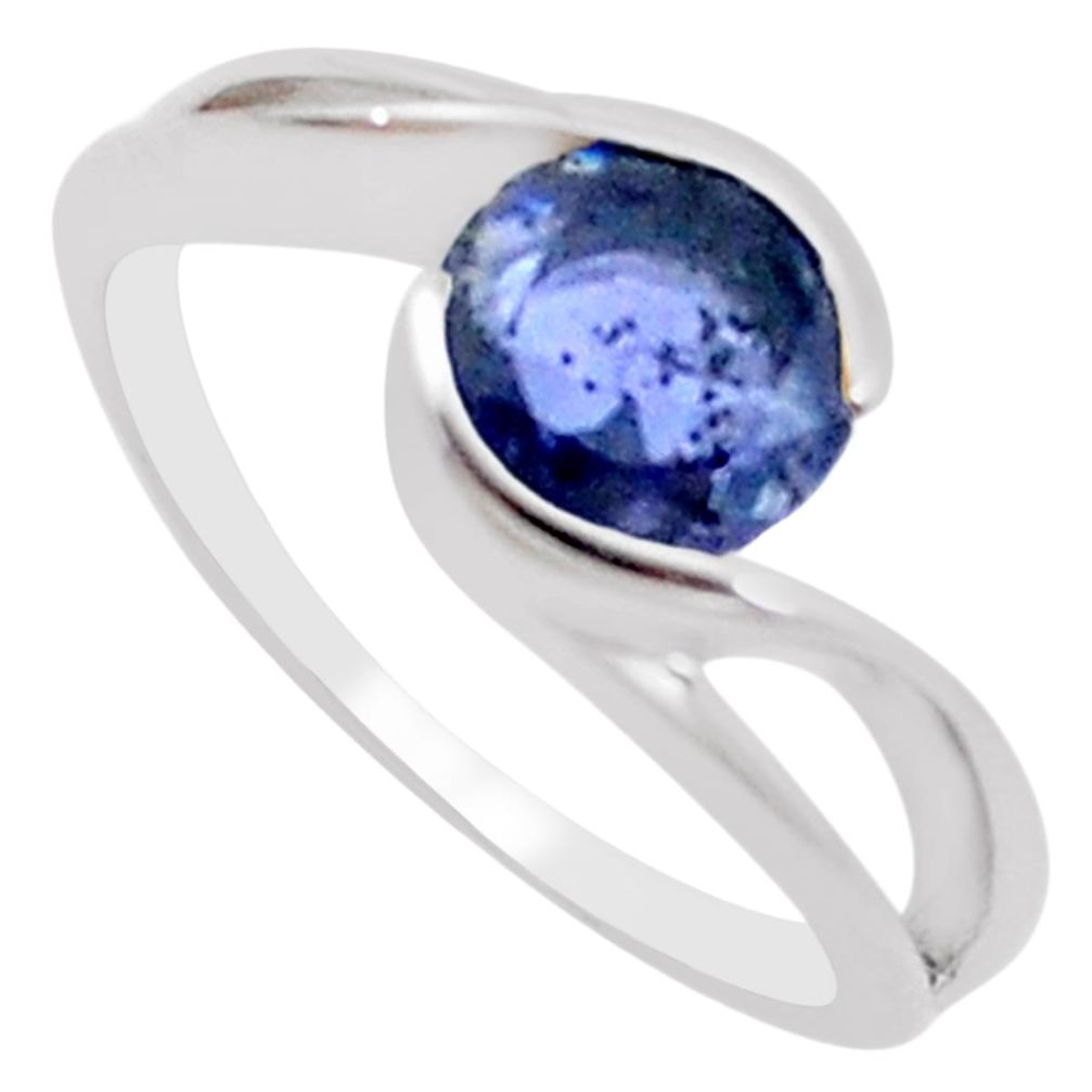 2.71cts natural blue iolite 925 sterling silver solitaire ring size 9 p18327