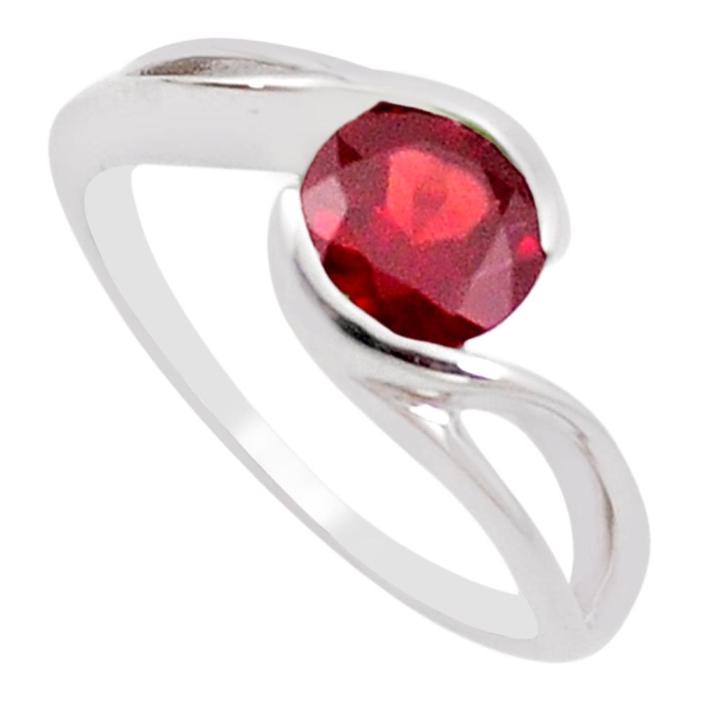 2.44cts natural red garnet 925 sterling silver solitaire ring size 6.5 p18328