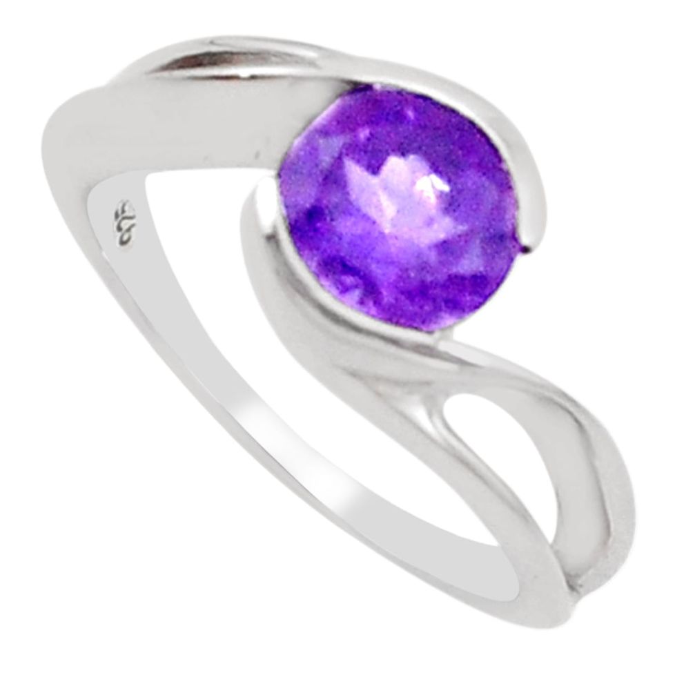 2.72cts natural purple amethyst 925 silver solitaire ring jewelry size 8 p18331