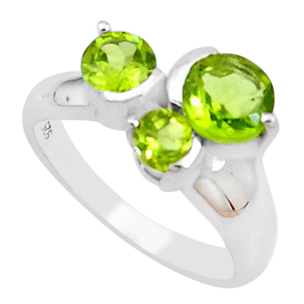 3.32cts natural green peridot 925 silver solitaire ring jewelry size 7 p18353