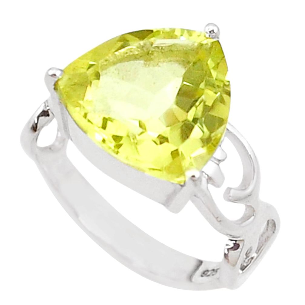 925 sterling silver 6.19cts natural lemon topaz solitaire ring size 6 p18411