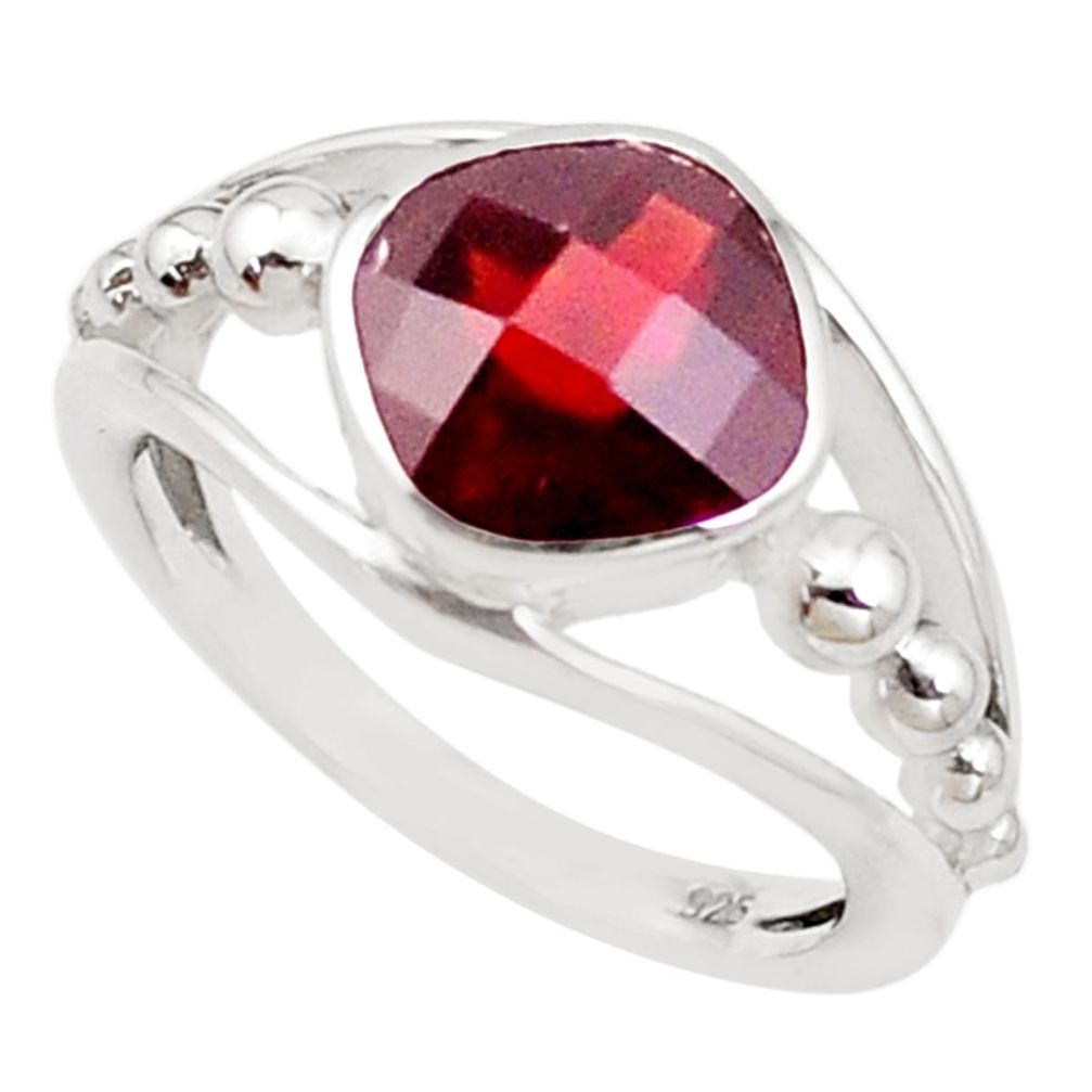 3.22cts natural red garnet 925 sterling silver solitaire ring size 6.5 p18423