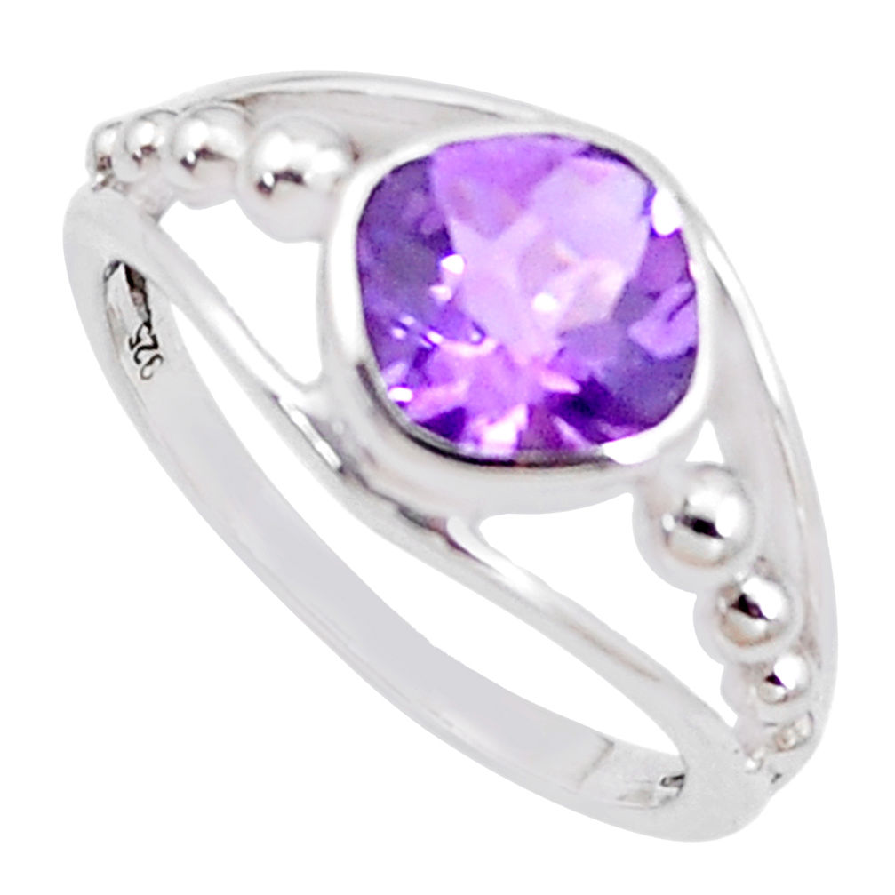 925 silver 3.41cts natural purple amethyst solitaire ring size 5.5 p18428