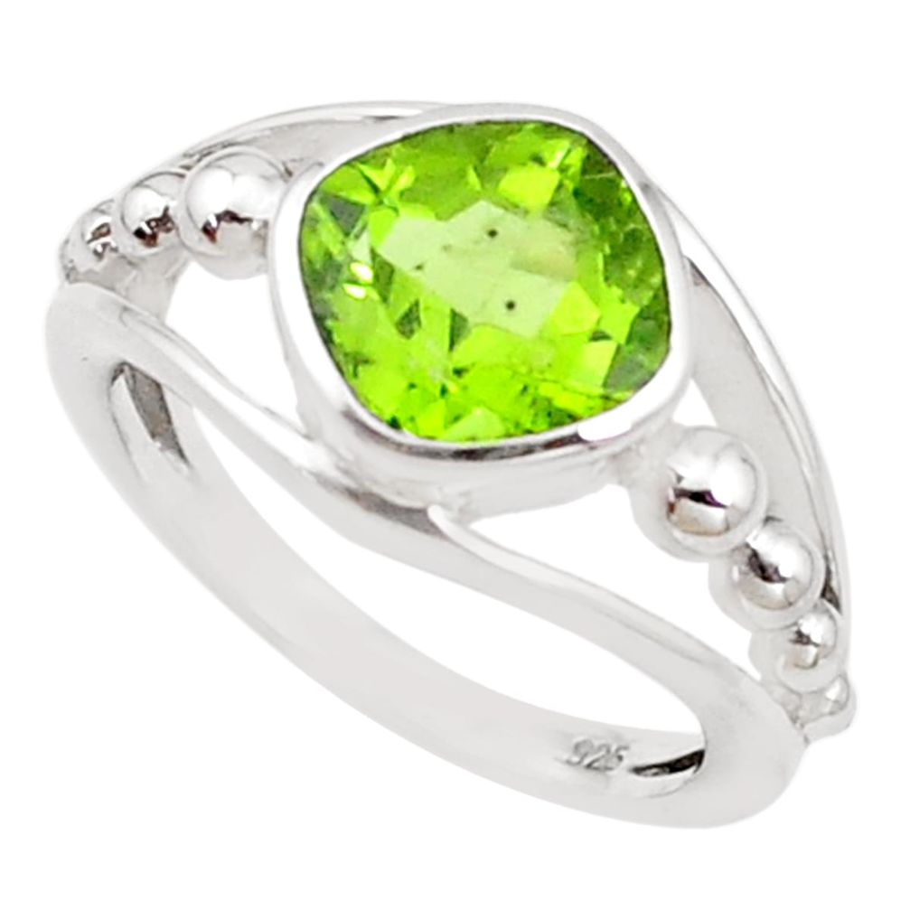 925 silver 3.40cts natural green peridot solitaire ring jewelry size 5.5 p18440