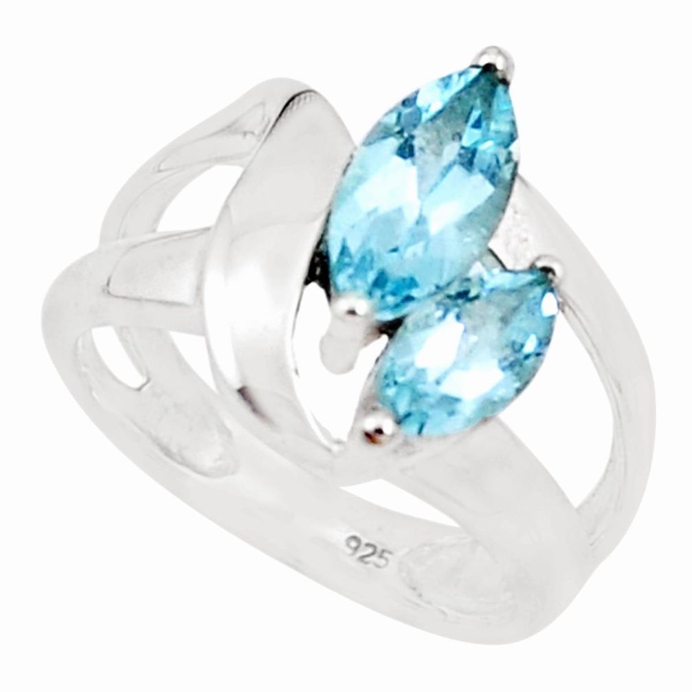 4.19cts natural blue topaz 925 sterling silver solitaire ring size 5.5 p18444