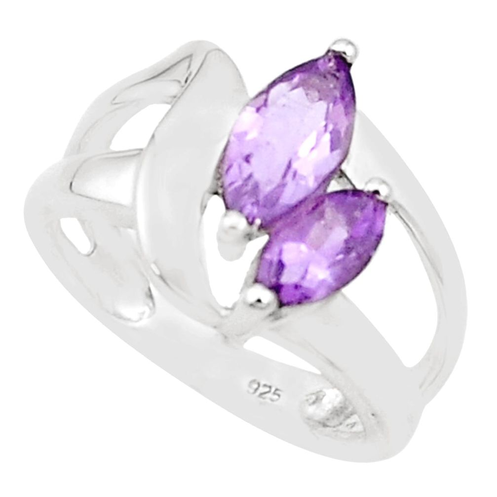 4.19cts natural purple amethyst 925 silver solitaire ring size 6.5 p18447