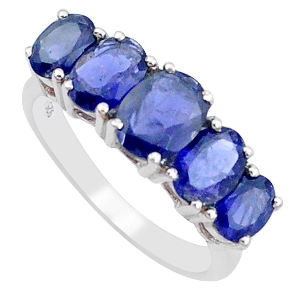 7.60cts natural blue iolite 925 sterling silver ring jewelry size 6.5 p18475